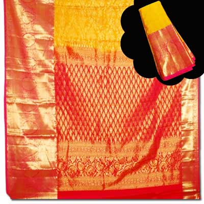 "Mustard Kanchi fancy silk saree NSHH-6 (with Blouse) - Click here to View more details about this Product
